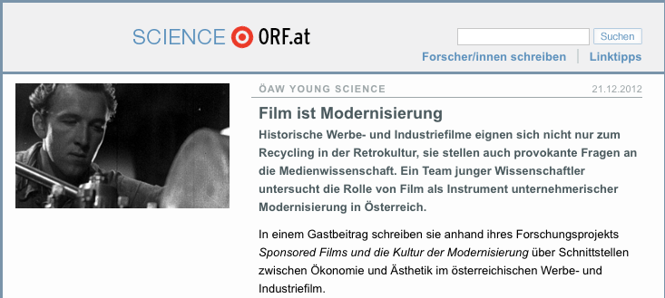 Sponsored Films und die Kultur der Modernisierung auf orf.science.at